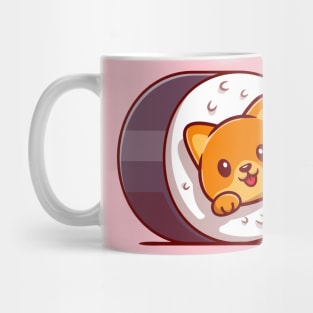 Cute Cat Sushi Cartoon Illustration Mug